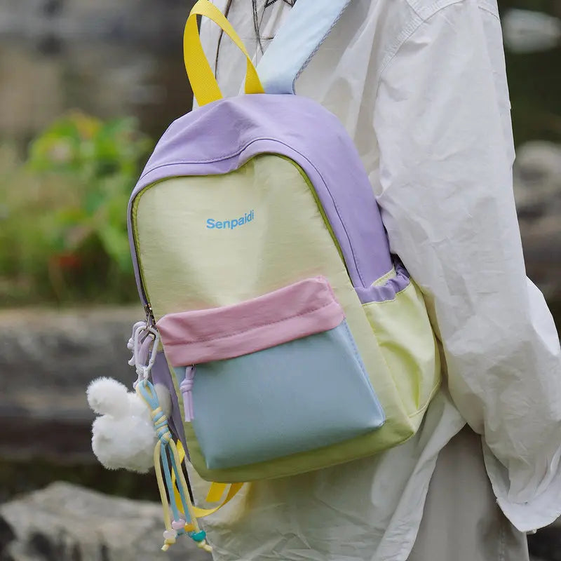Color-Block Unisex Backpack | Travel & Student Daypack