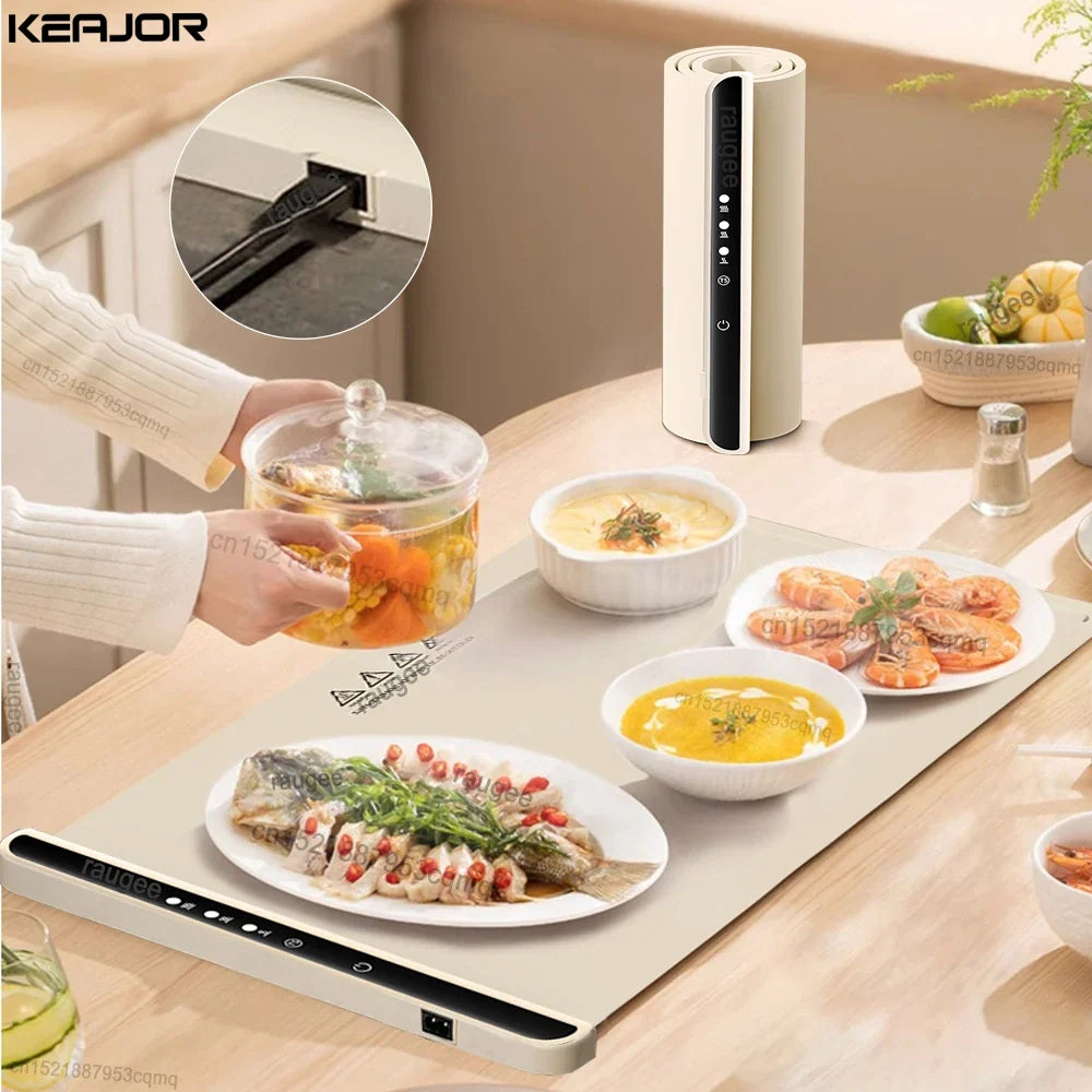 Raugee Foldable Electric Warming Tray | 3-Level Silicone Food Warmer
