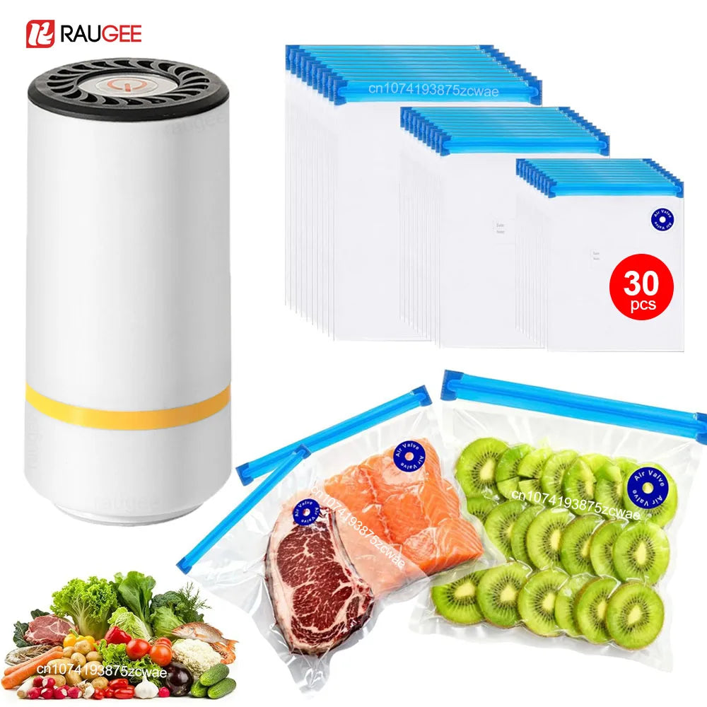 Raugee Mini Handheld Electric Vacuum Sealer with Reusable Bags