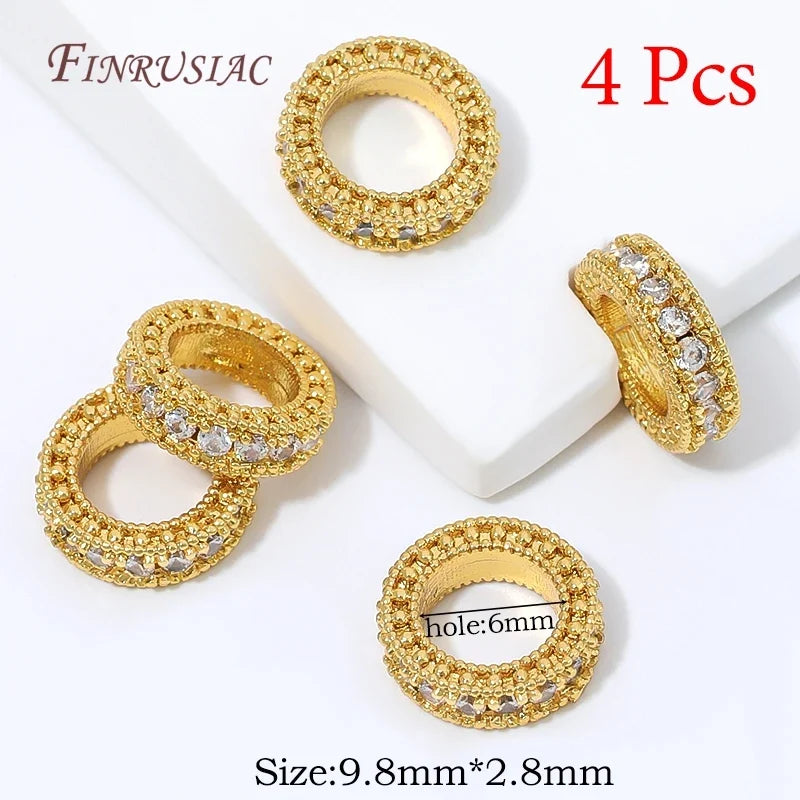 18K Gold Plated Zircon Spacer Beads – Brass DIY Jewelry Findings