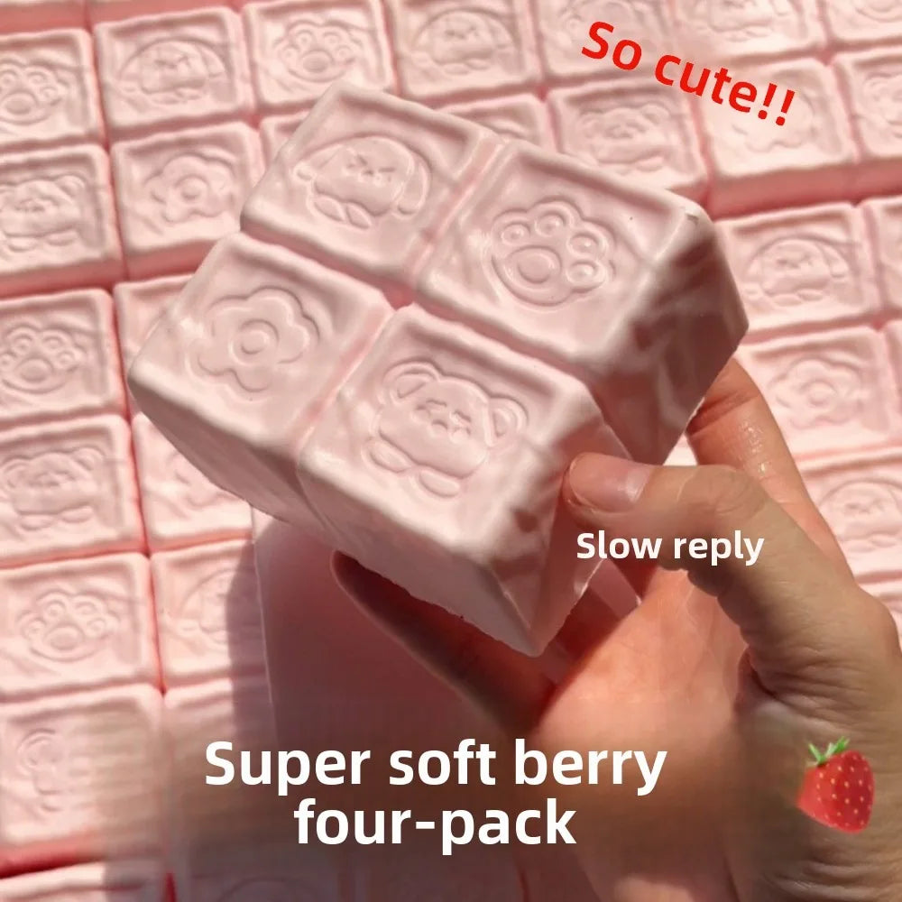 Strawberry Milk Cube Squishy – Slow Rising Sensory Fidget Toy