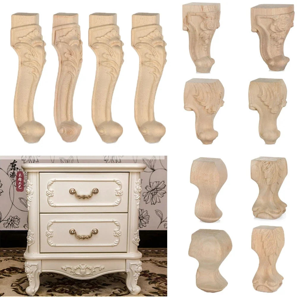 Vintage European Wood Carved Furniture Legs & Cabinet Feet