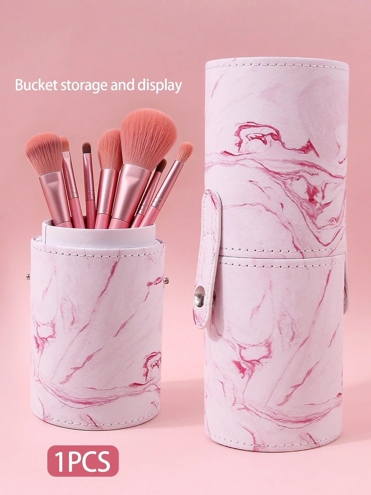 PU Leather Makeup Brush Holder Waterproof Travel Cylinder Bag