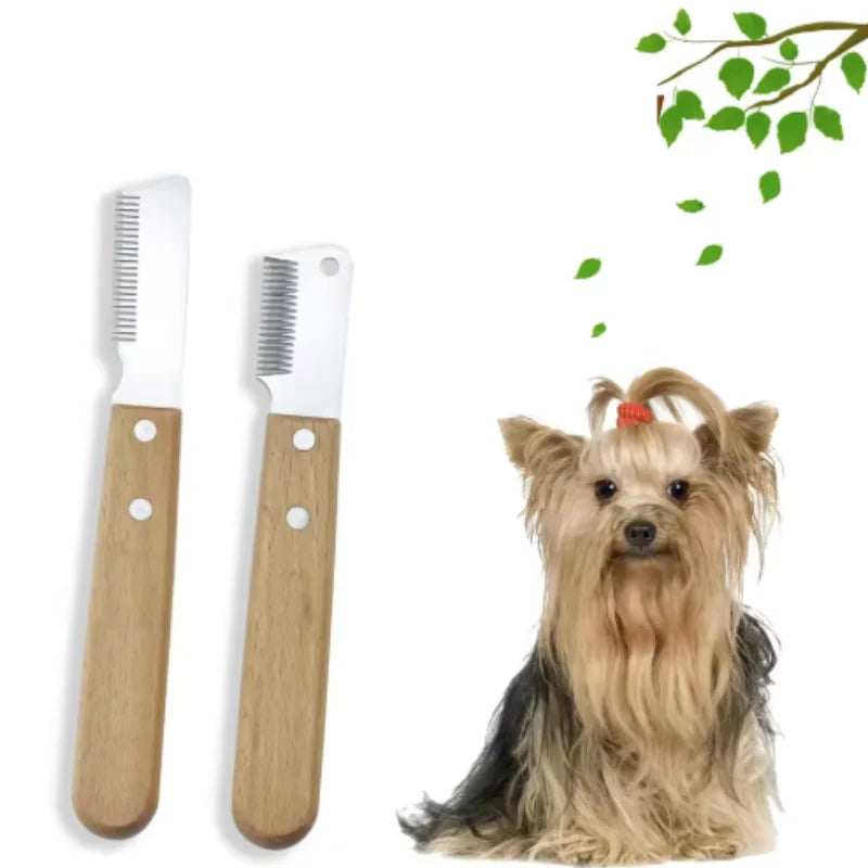 Professional Dog Grooming Comb – Steel Blade & Wooden Handle