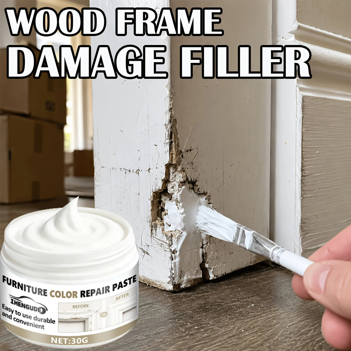 White Wood Repair Paste – Fill Scratches, Cracks & Fading