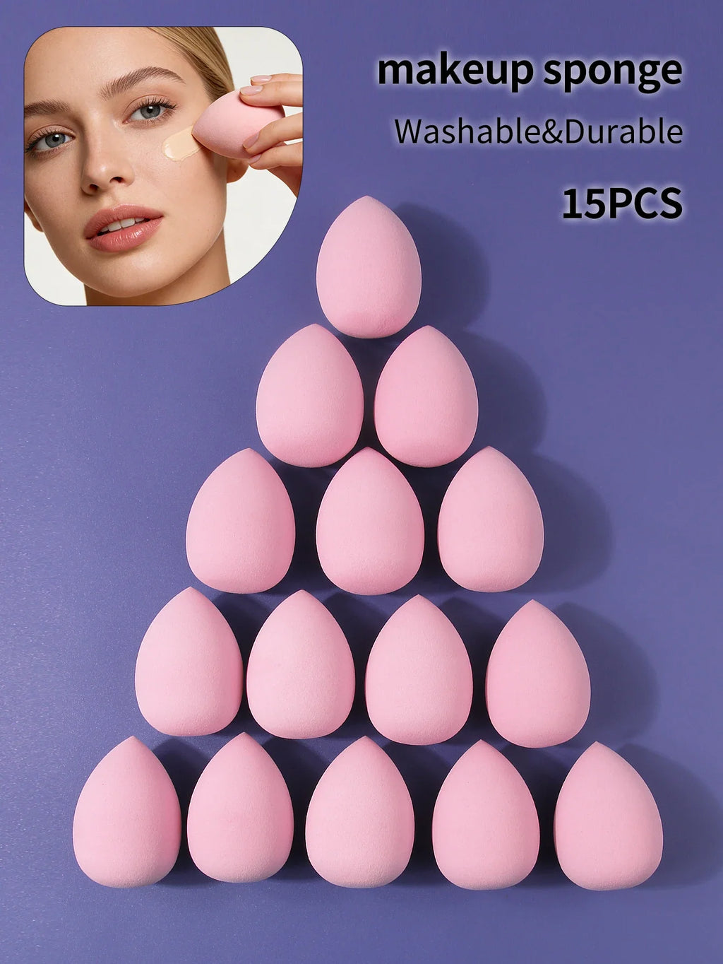 15Pcs Teardrop Makeup Sponge – Soft Foundation Powder Puff