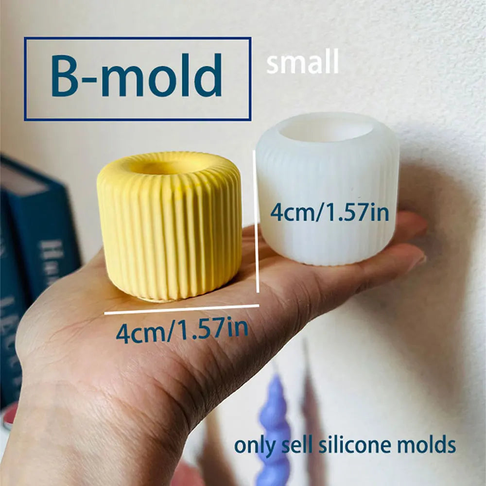 Striped Candle Holder Silicone Mold – DIY Concrete & Plaster