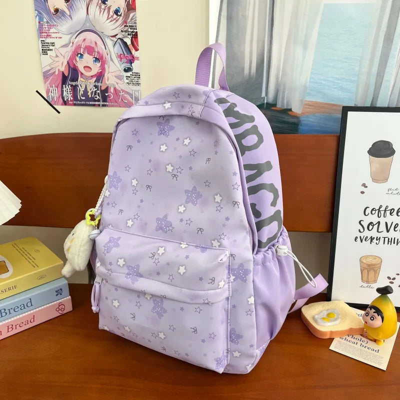 Nixie Star Print Girls Backpack – Large Capacity School Bag