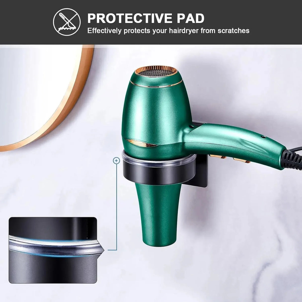 Wall-Mounted Hair Dryer Holder & Bathroom Beauty Organizer
