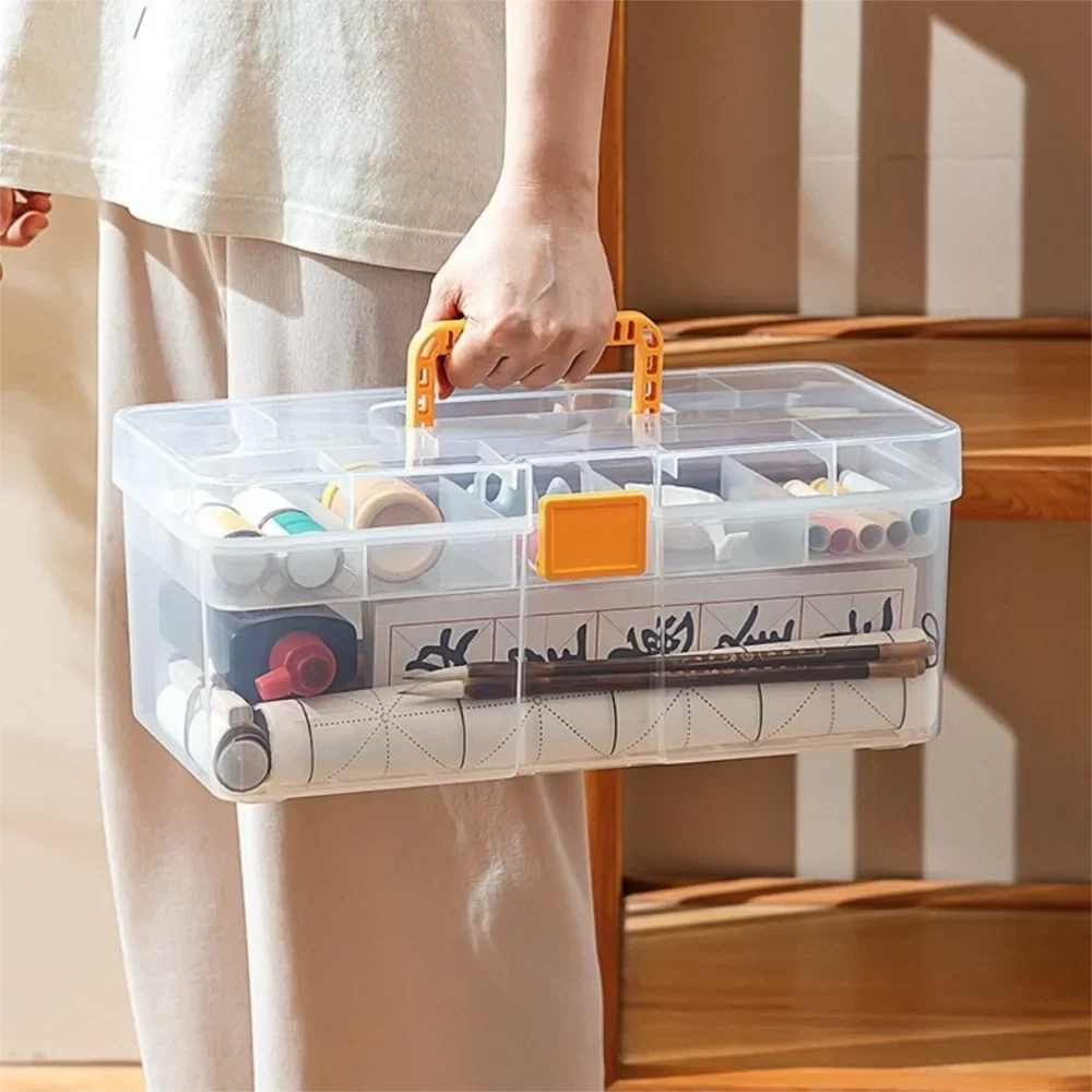 Transparent Plastic Tool Organizer Box with Adjustable Dividers