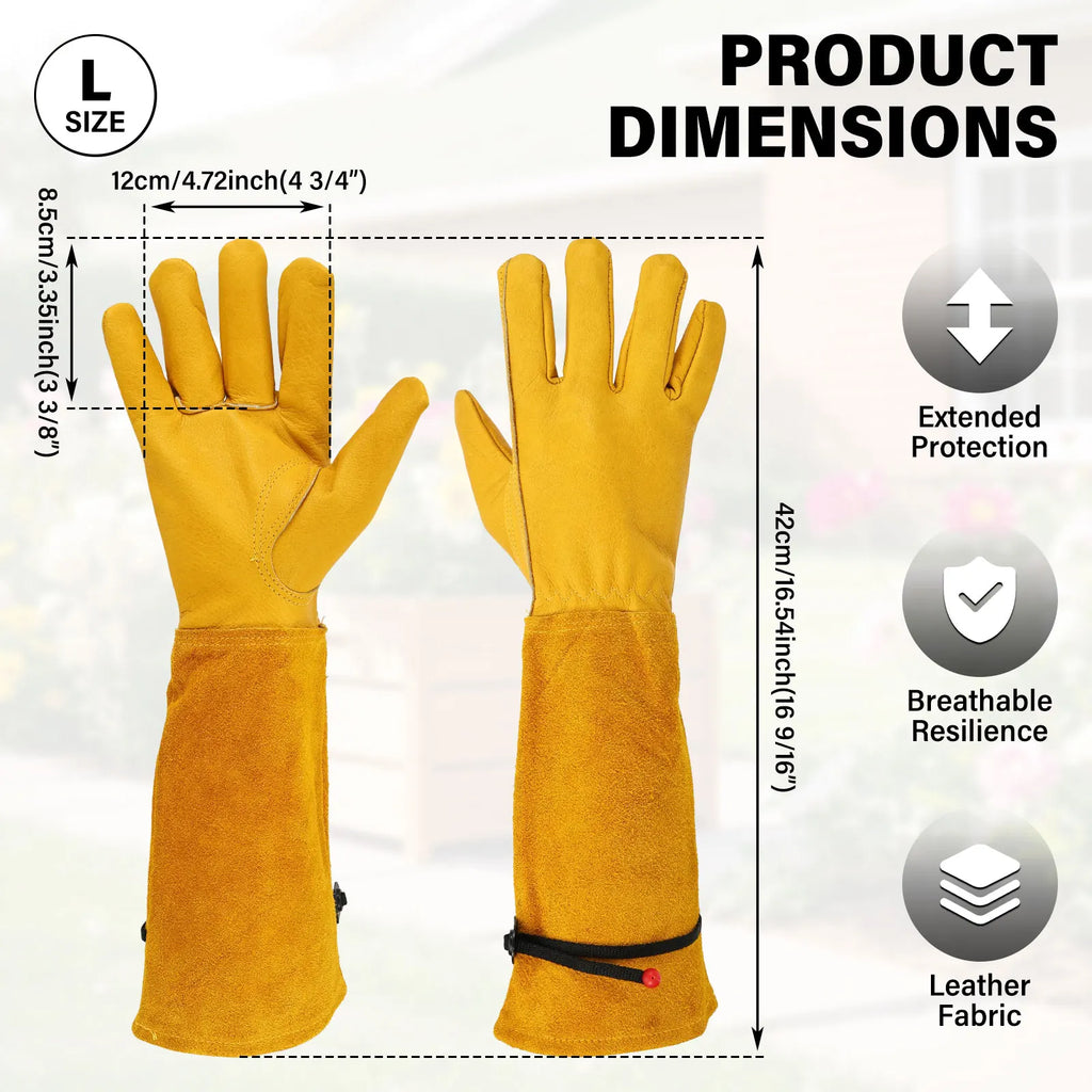 Toorise Long Leather Gardening Gloves – Thorn Proof, Elbow