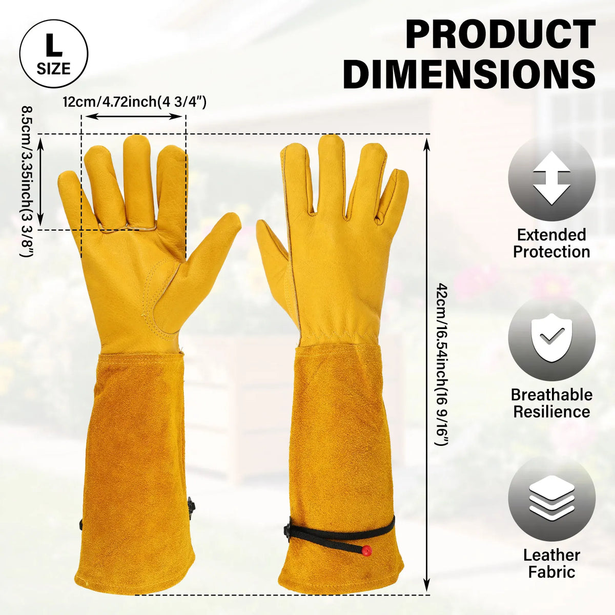 Toorise Long Leather Gardening Gloves – Thorn Proof, Elbow