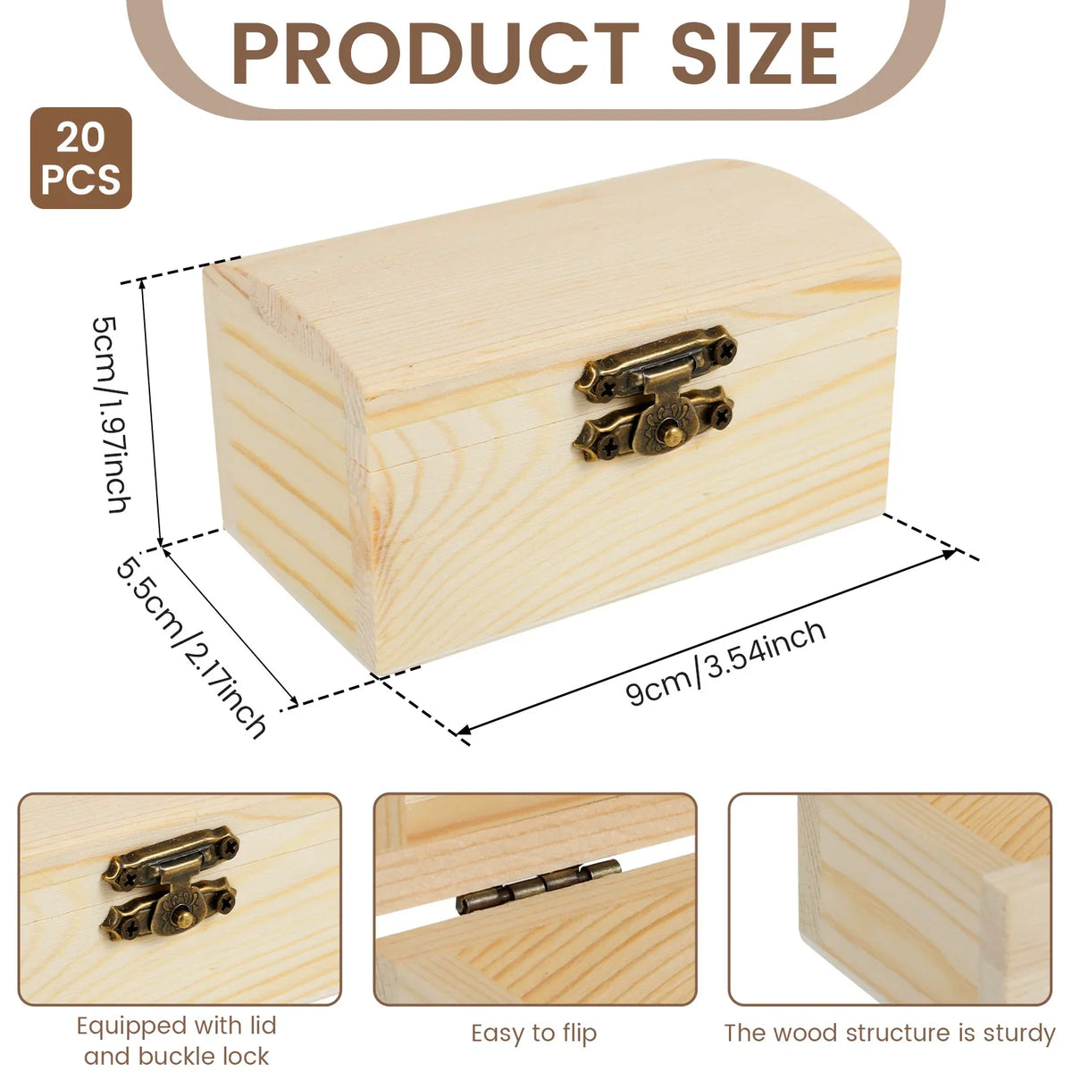 Unfinished Wooden Treasure Box with Lid & Hasp – DIY Craft