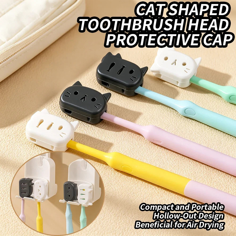 4-Pack Cat Toothbrush Covers – Portable Dustproof Travel Case