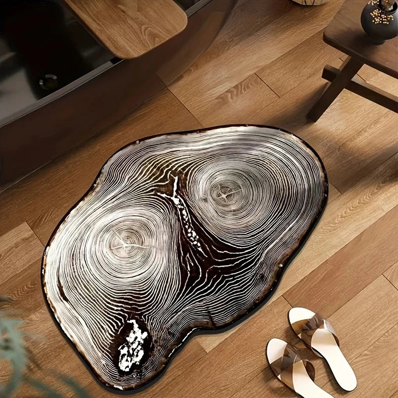Wood Grain Bathroom Mat – Non-Slip Stump Design 50×80cm