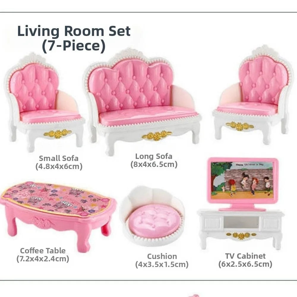 Miniature Dollhouse Furniture Set – 1:12 Pink Room Accessories