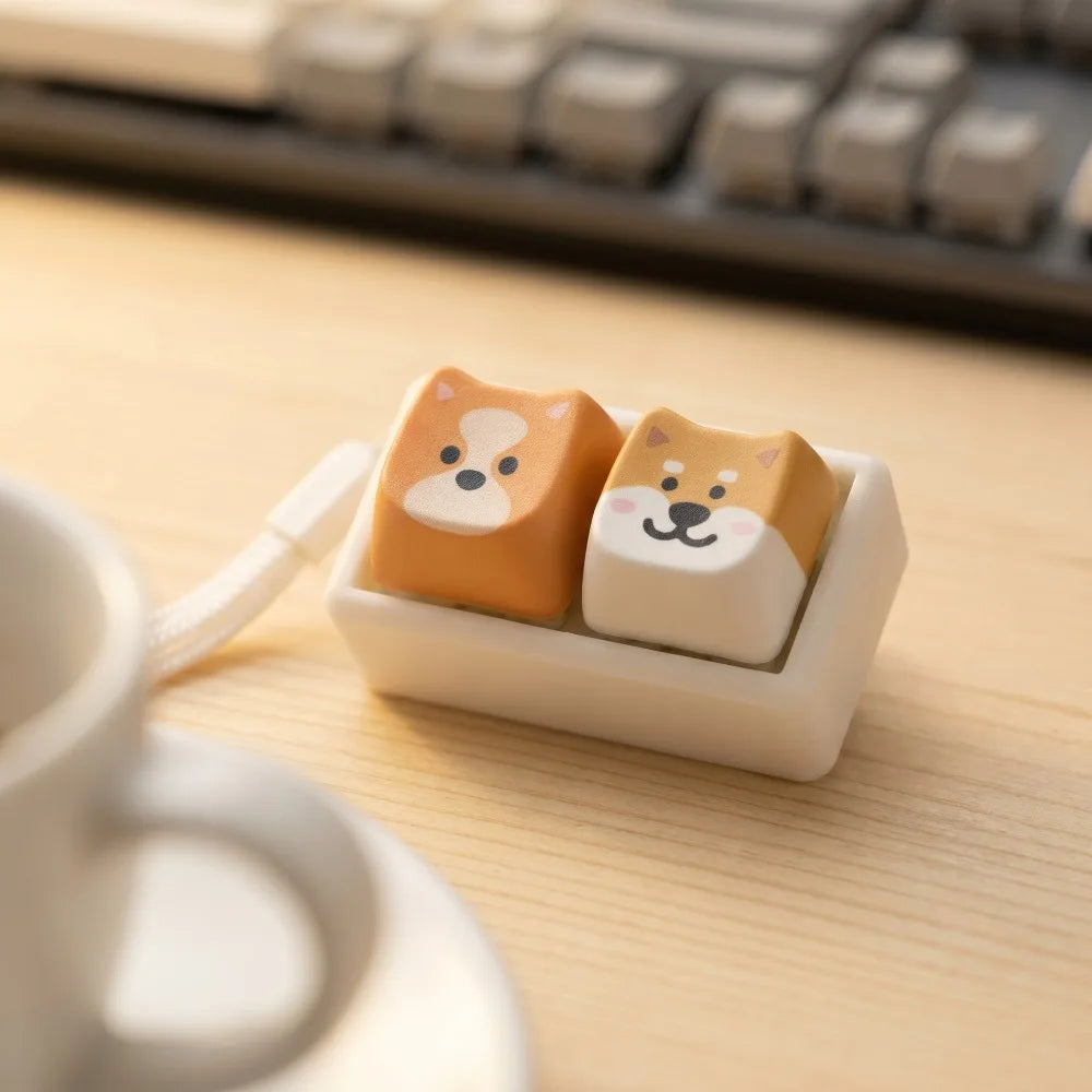 Shiba Inu Keycap Keychain Fidget Toy – Cute Dog Design