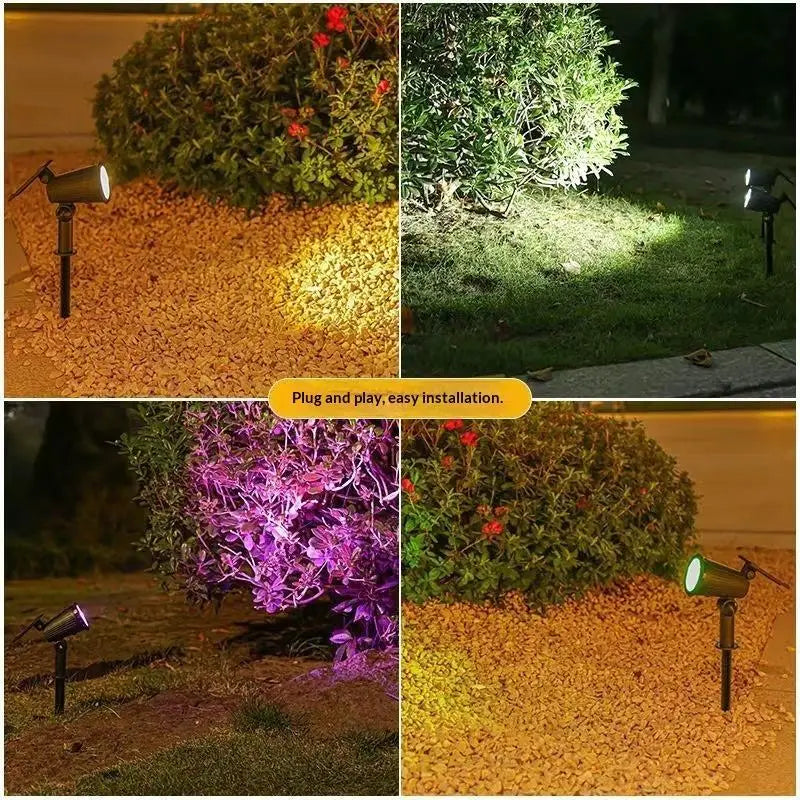 Solar Garden Spotlights RGB IP65 Waterproof Adjustable Landscape