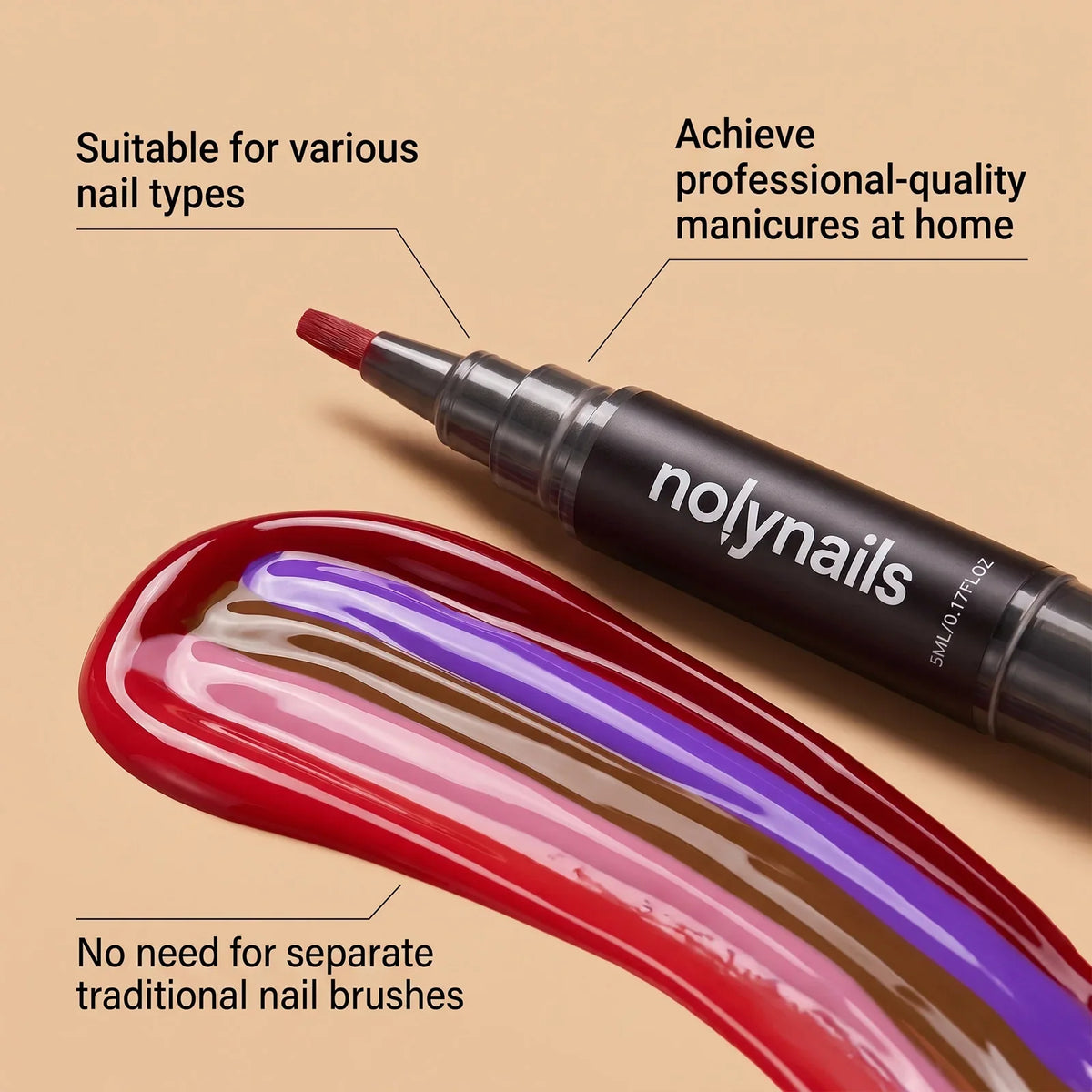 5-Color Gel Nail Polish Pen Set – Quick Dry, No UV Needed