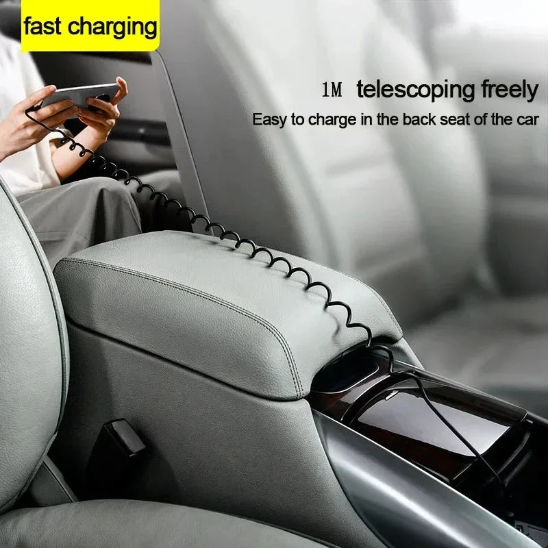 66W Retractable USB-C Fast Charging Cable 5A | 1M–2M
