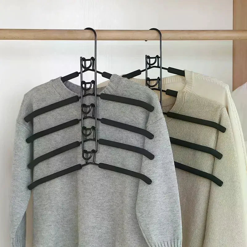 Multi-Tier Closet Hanger Organizer with Hooks – 5-Pack