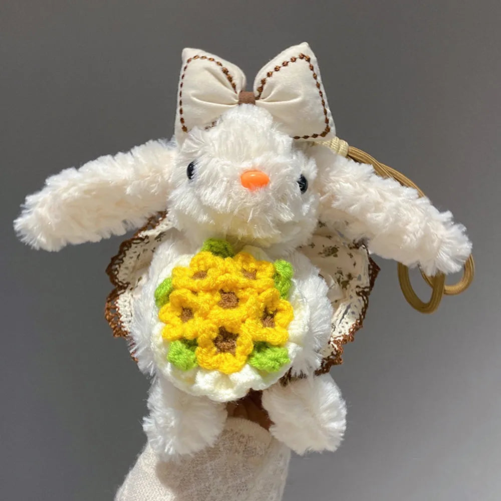 Plush Lop Ear Rabbit Doll Pendant | Bowknot Stuffed Bunny Charm