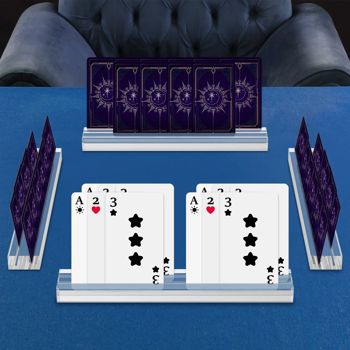 4-Pack Acrylic Playing Card Holder Stands – Hands-Free Rack