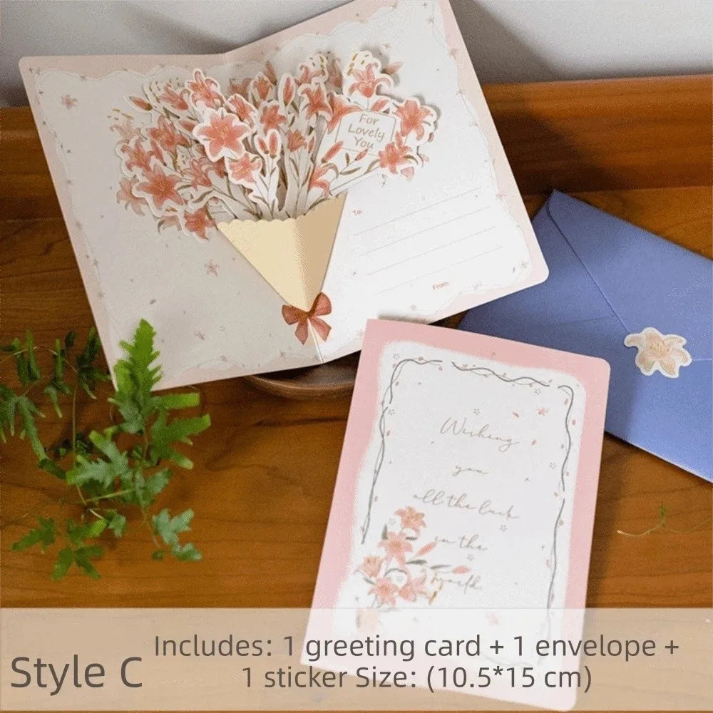 3D Pop-Up Flower Greeting Card – Handmade Valentine's Day Card