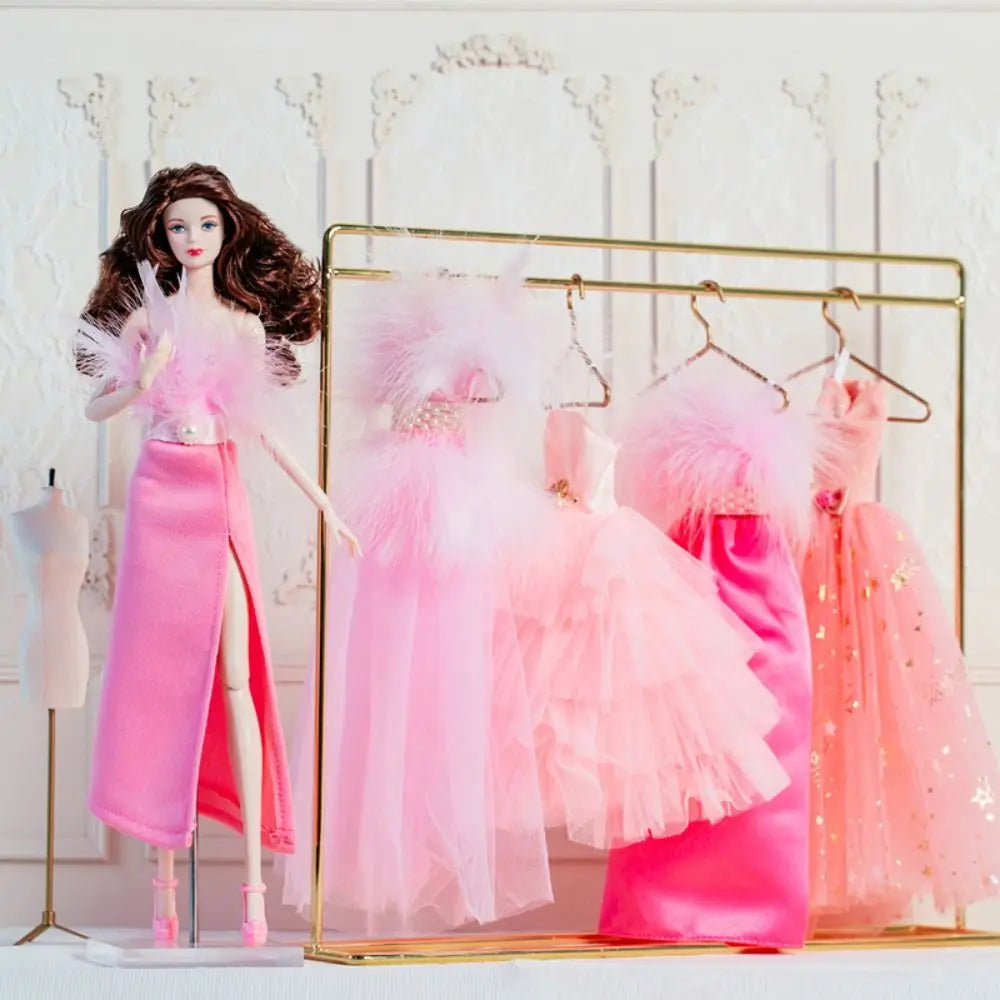 Pink Lace Evening Dress & Shoes for 1/6 BJD 30cm Dolls
