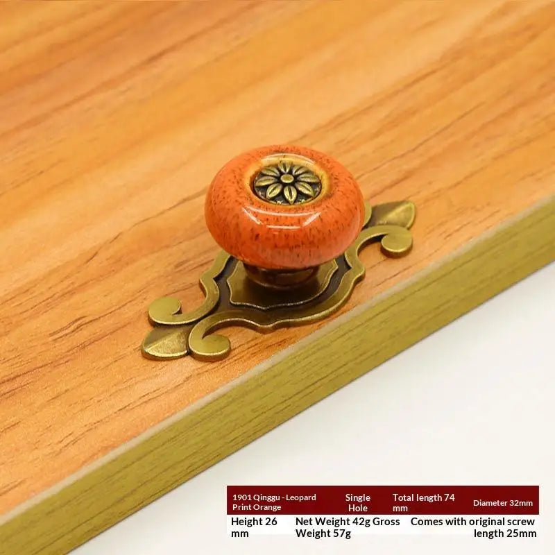 Antique Bronze Ceramic Flower Cabinet Knob | Ethnic Style