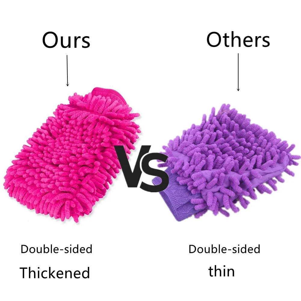 Chenille Car Wash Mitt – Scratch-Free Microfiber Detailing Glove