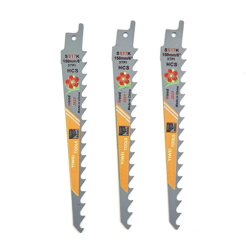 DAZZLEEX 150mm HCS Saw Blade 3 TPI – Plunge & Curved Cuts 3-Pack