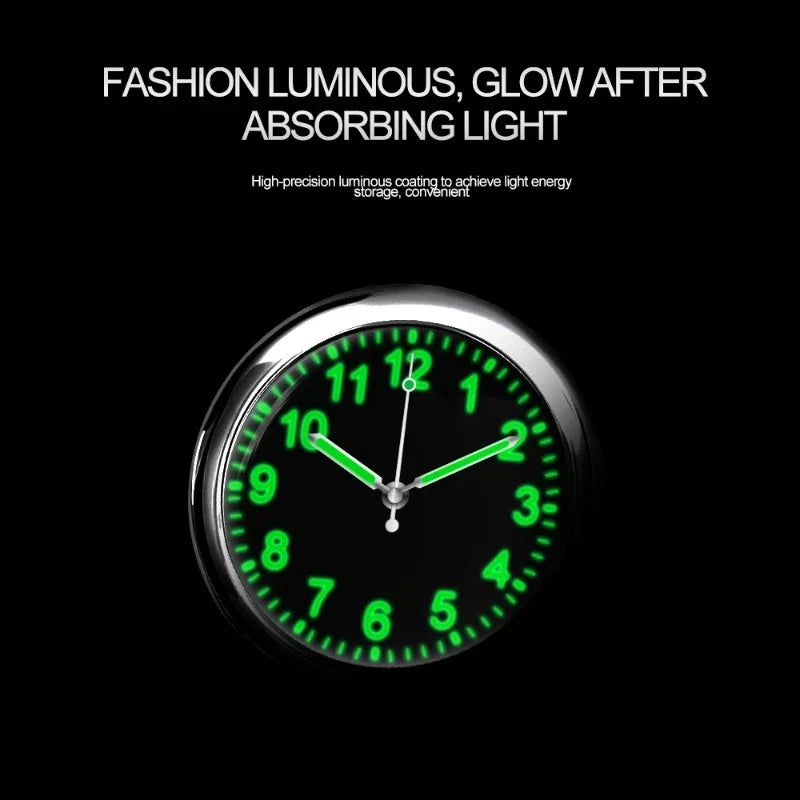 Mini Luminous Quartz Car Dashboard Clock – Stick-On Design