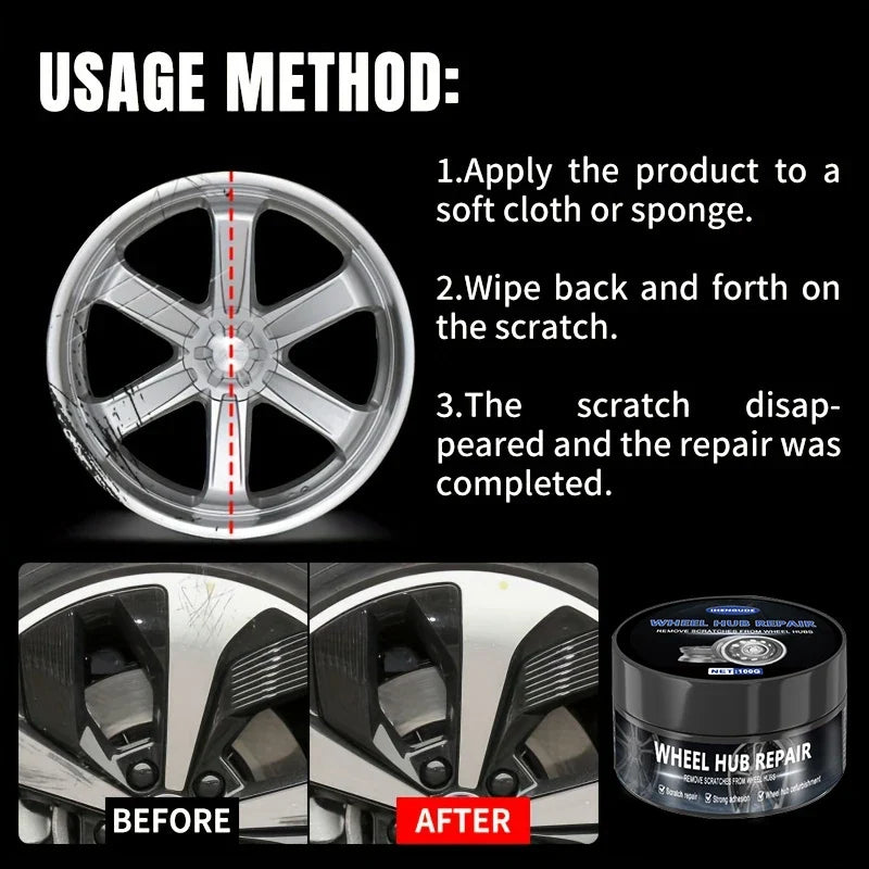 100g Wheel Hub Scratch Repair Wax – Rim Polish & Car Care