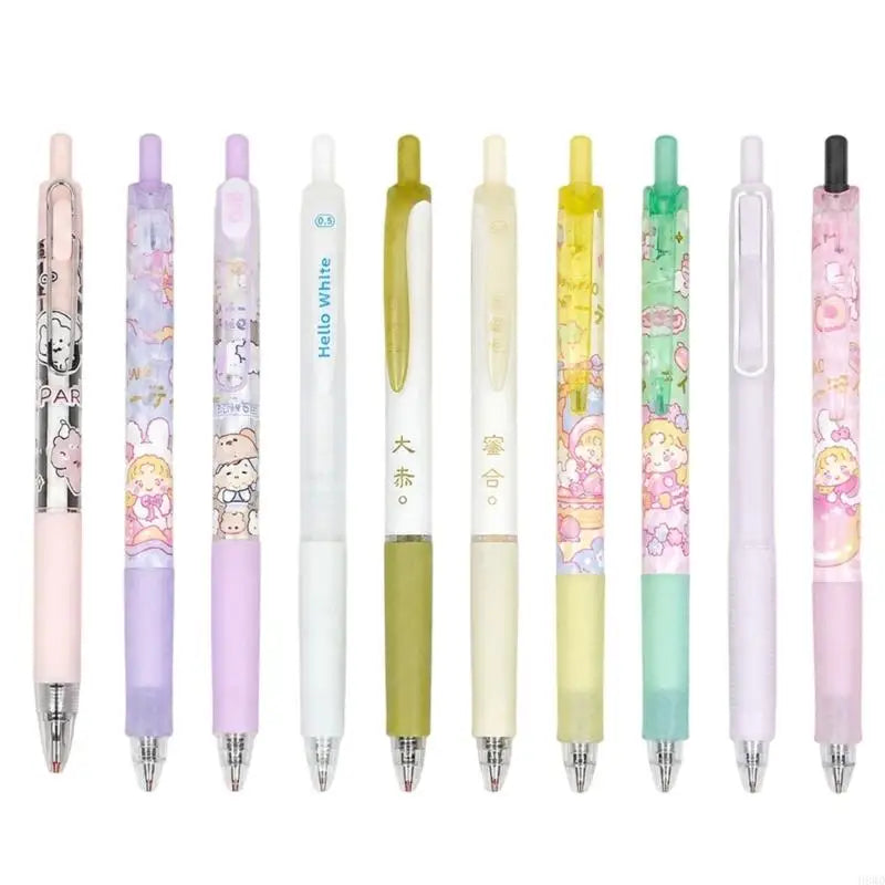 Retractable Cartoon Gel Pen Set – 0.5mm Fine Point, 10 Pack
