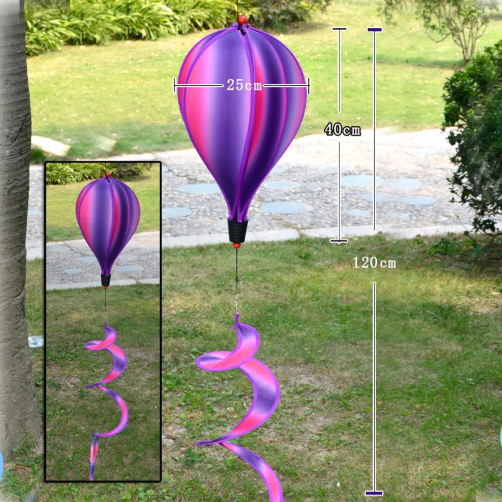 Rainbow Hot Air Balloon Wind Spinner 40cm – Kinetic Garden Decor