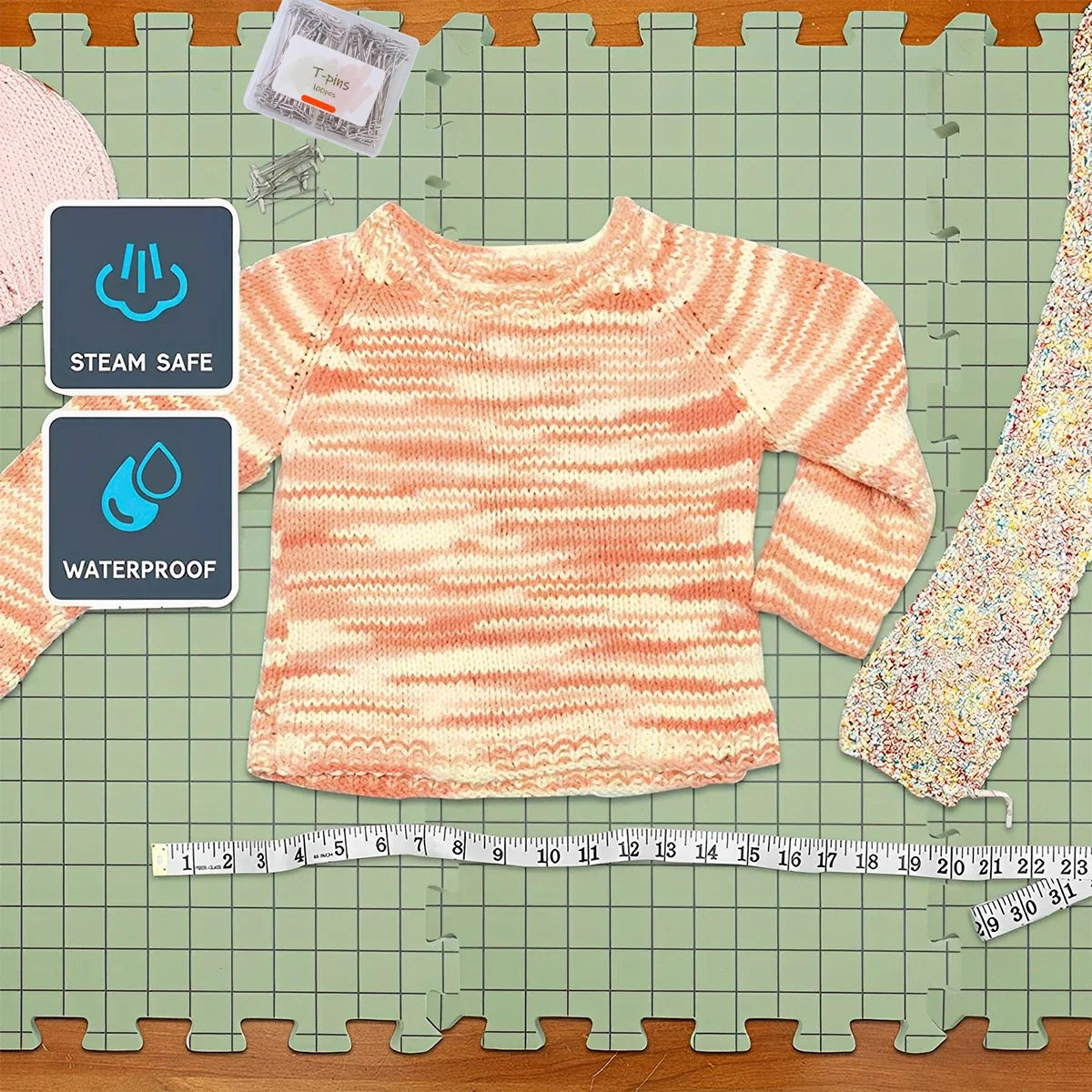Foam Blocking Board Set – 4 EVA Grid Mats for Knitting & Crochet