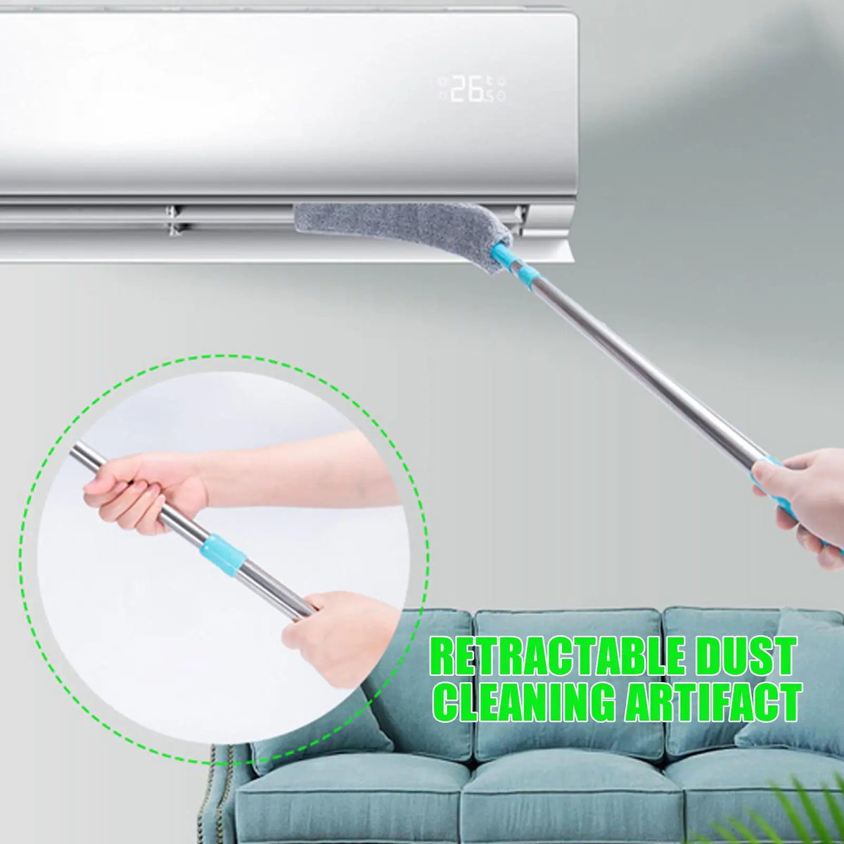 Retractable Microfiber Under Furniture Duster – Long Handle