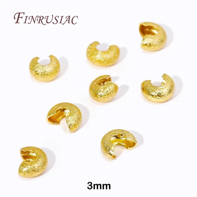 18K Gold Plated Crimp Bead Covers 3mm 4mm | 50/100 Pcs DIY