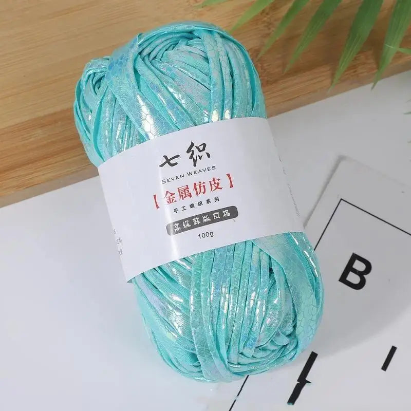 Holographic Metallic Flat Yarn 100g – Iridescent Crochet Thread