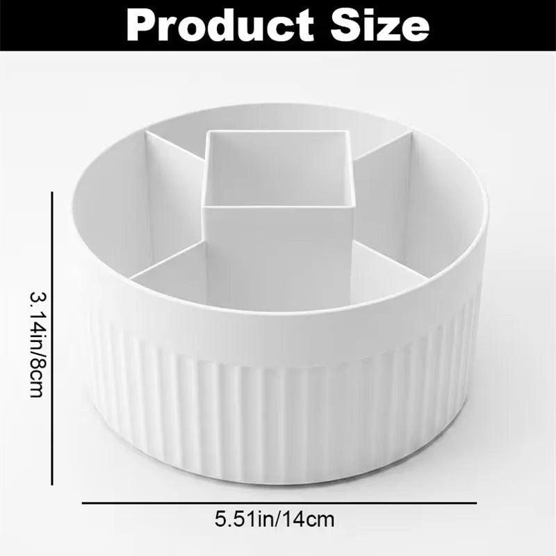 360° Rotating Makeup Brush Holder – 5-Grid Desktop Organizer