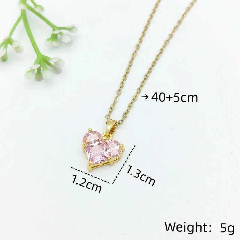 Women's Heart Pendant Necklace – Stainless Steel Collarbone Chain