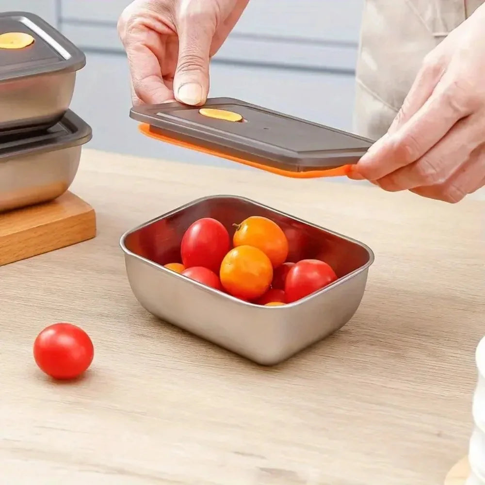 4-Piece Leakproof Stainless Steel Food Storage Container Set
