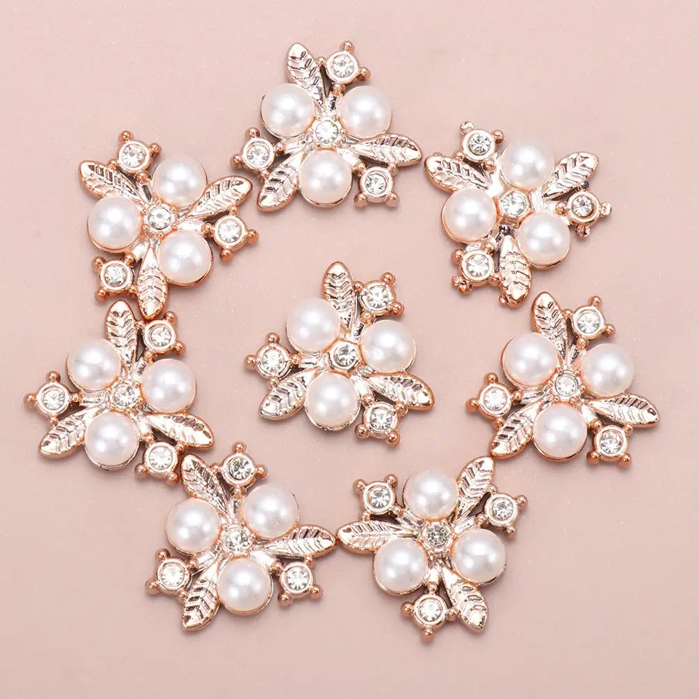 10PCS Pearl Flower Rhinestone Buttons – DIY Sewing Embellishments