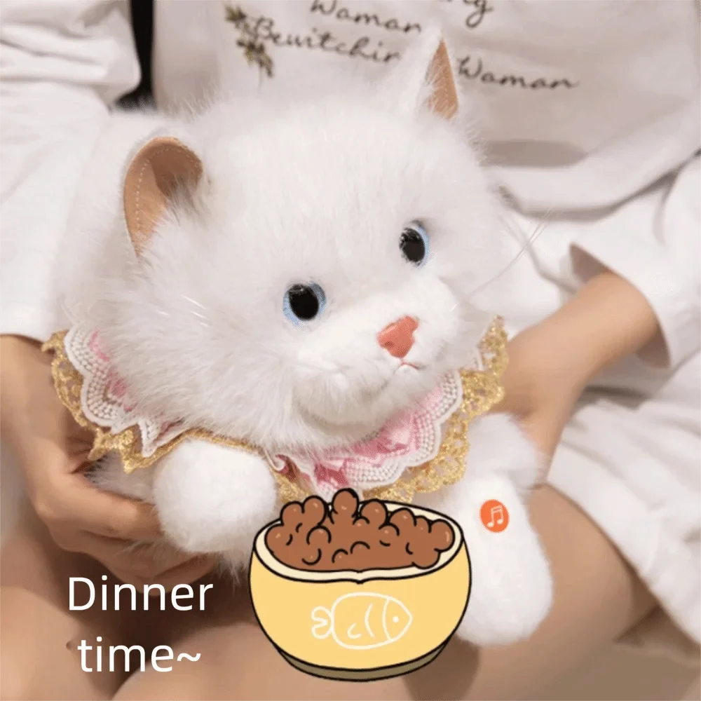 Realistic Cat Plush Toy – Fluffy Voiced Stuffed Animal Doll 40cm