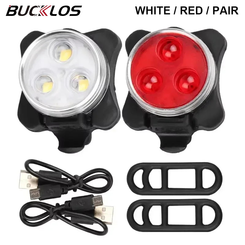 BUCKLOS USB Rechargeable Bike Light – LED Headlight & Taillight