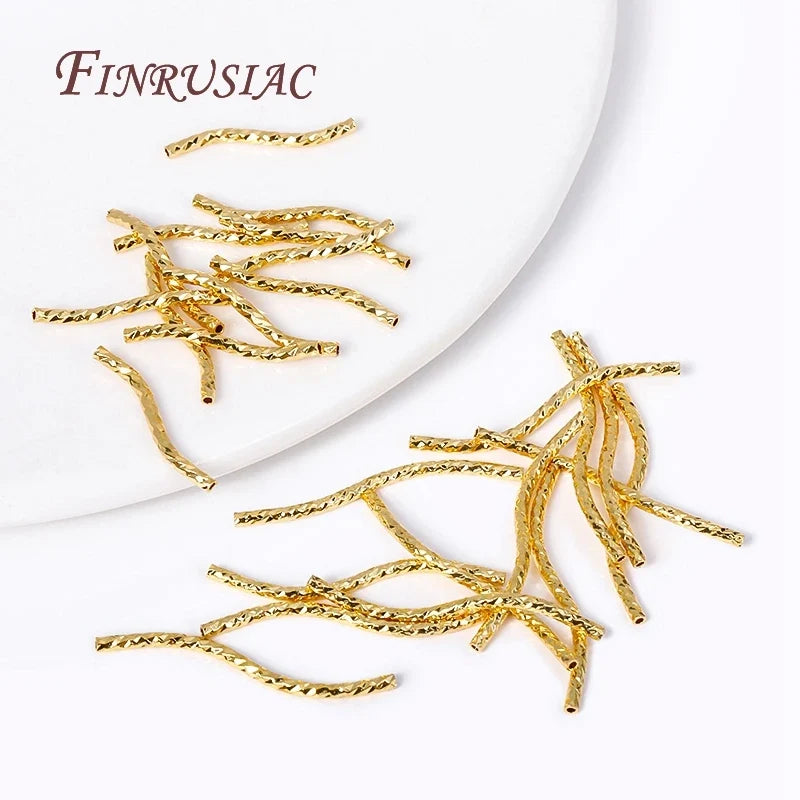 18K Gold Plated S-Shape Twisted Tube Bead Connector – Brass