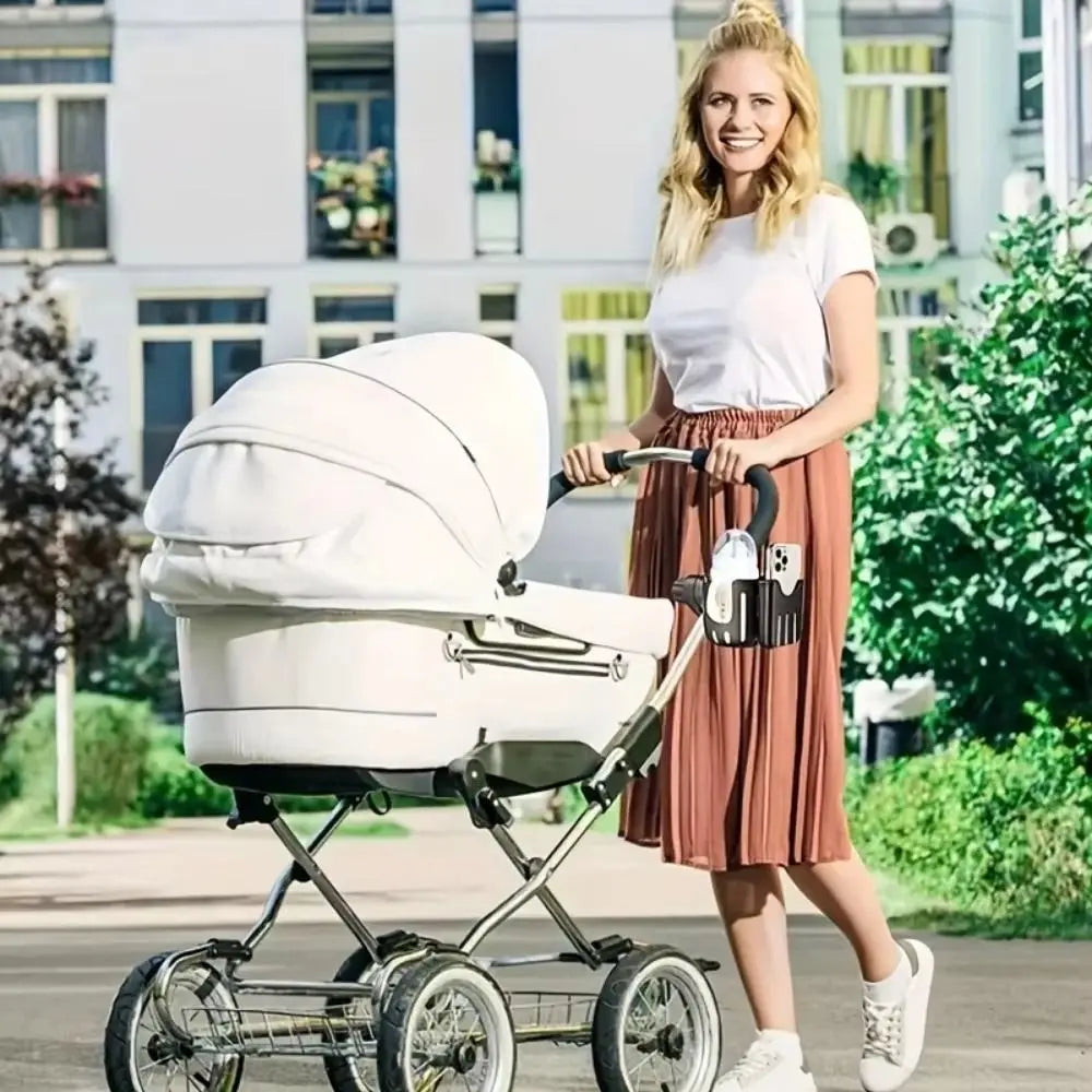 Universal 2-in-1 Stroller Cup & Phone Holder – 360° Rotating