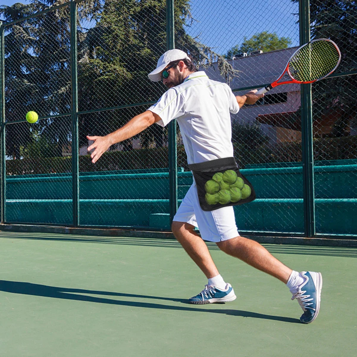 Tennis Ball Waist Bag – Adjustable Sweatproof Oxford Mesh Pouch