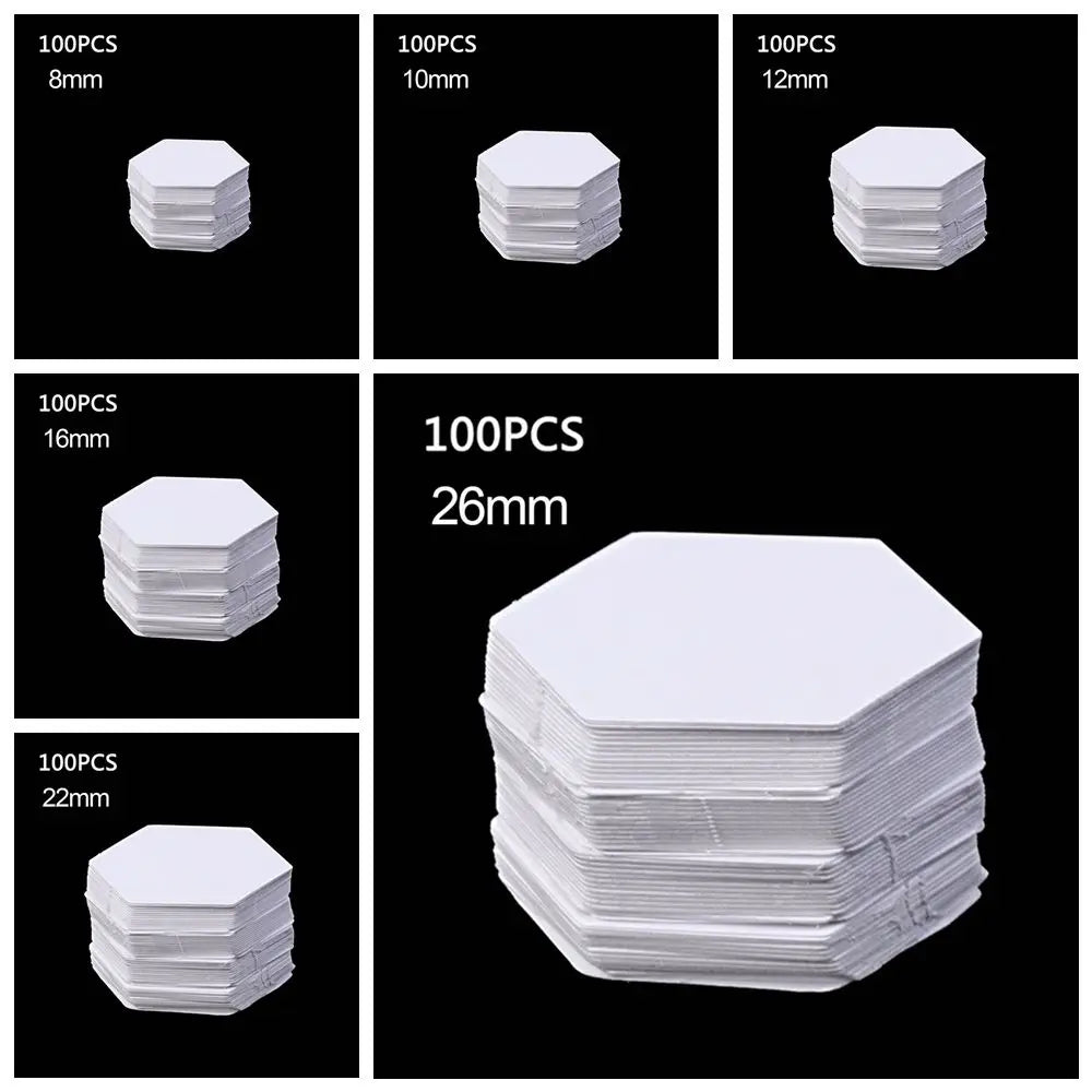 100Pcs Hexagon Paper Quilting Templates – 6 Sizes for Patchwork